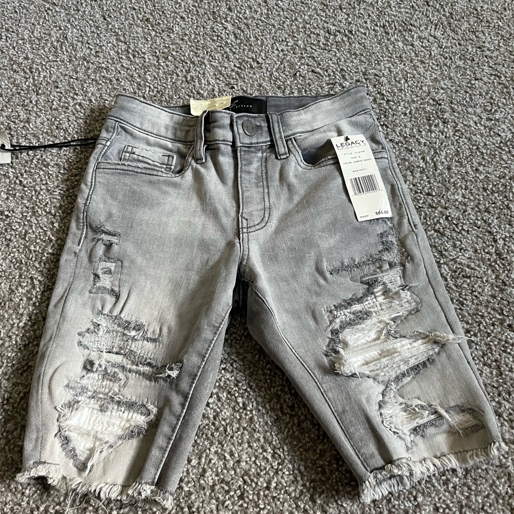 Jordan Craig Kids Gray Distressed Shorts